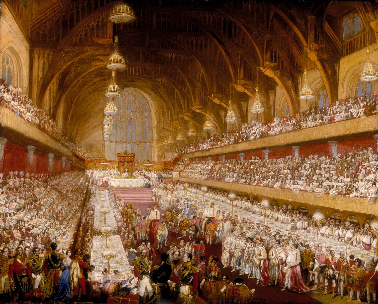 Das Krönungsbankett von König Georg IV. in der Westminster Hall, 1821 von Unbekannt
