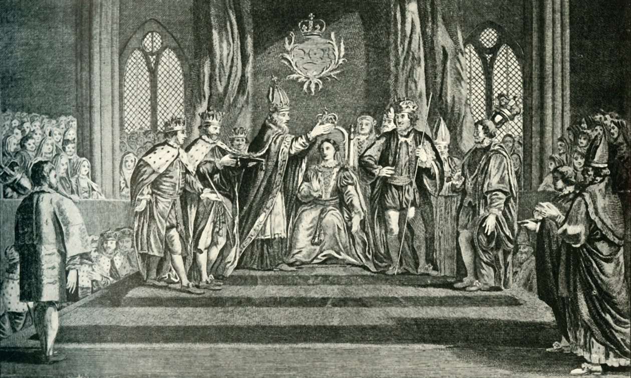 Die Krönung von Anne Boleyn mit der Krone von St. Edward, 1902 von Unbekannt
