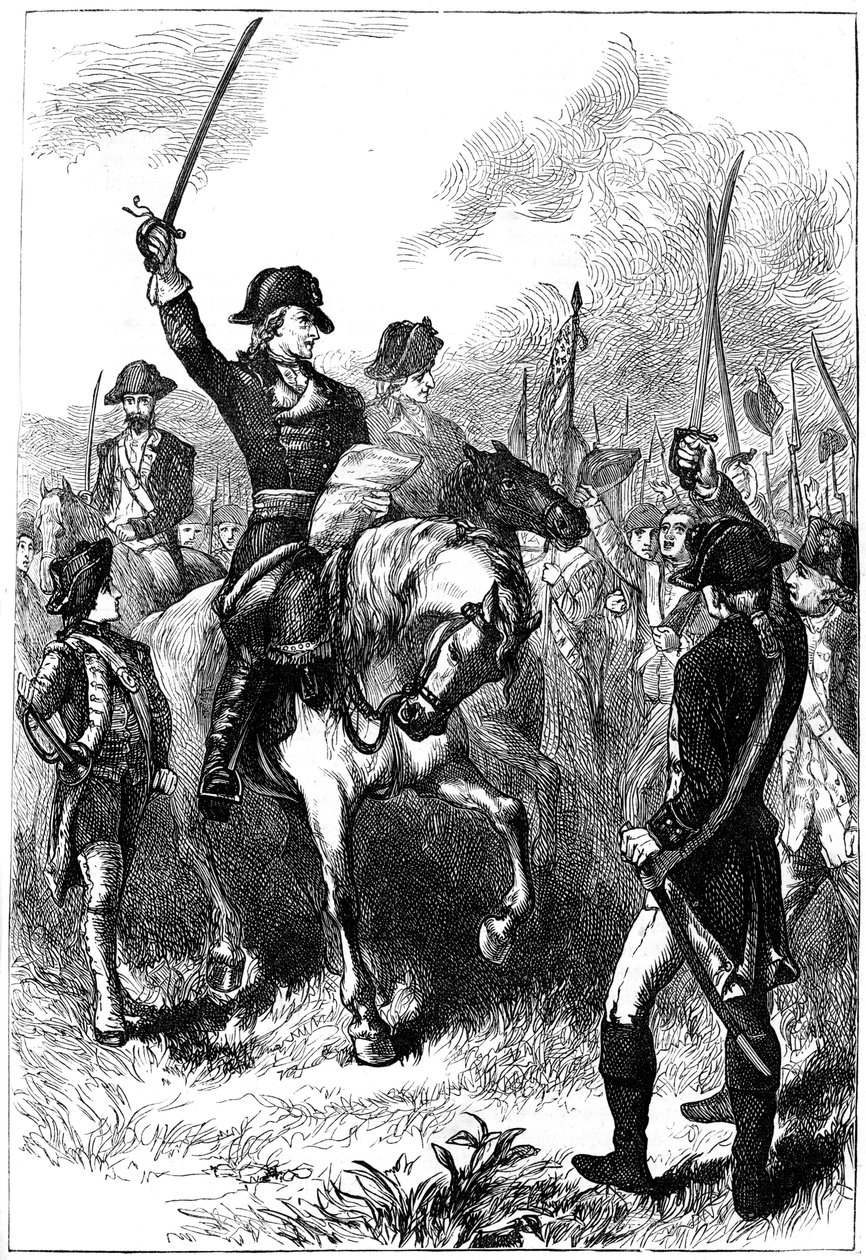 Die Unabhängigkeitserklärung wird der amerikanischen Armee vorgelesen, 1776 ca. 1880 von Unbekannt