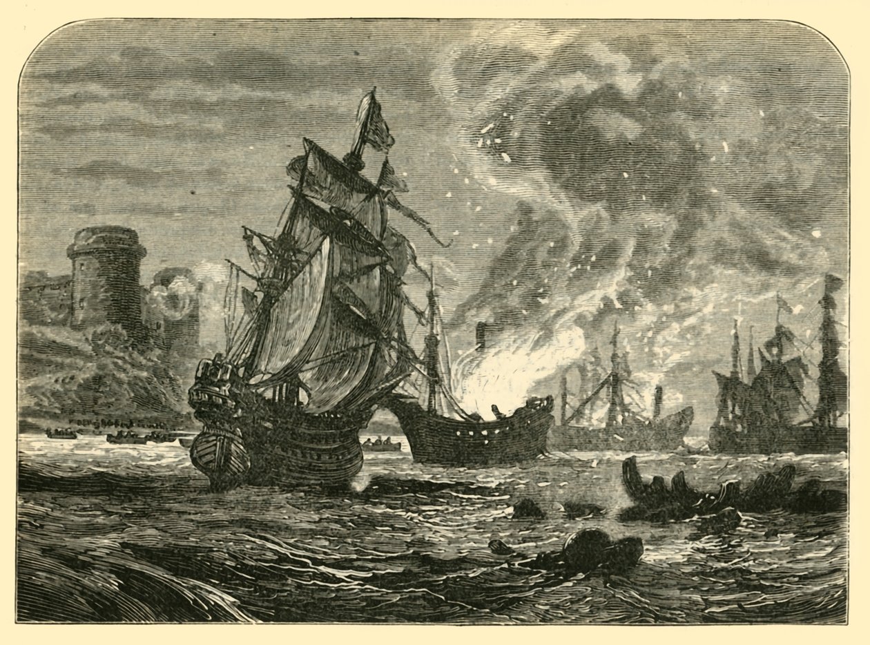 Die Niederländer in der Medway: De Ruyters Angriff auf Upnor Castle, 1667, 1890 von Unbekannt