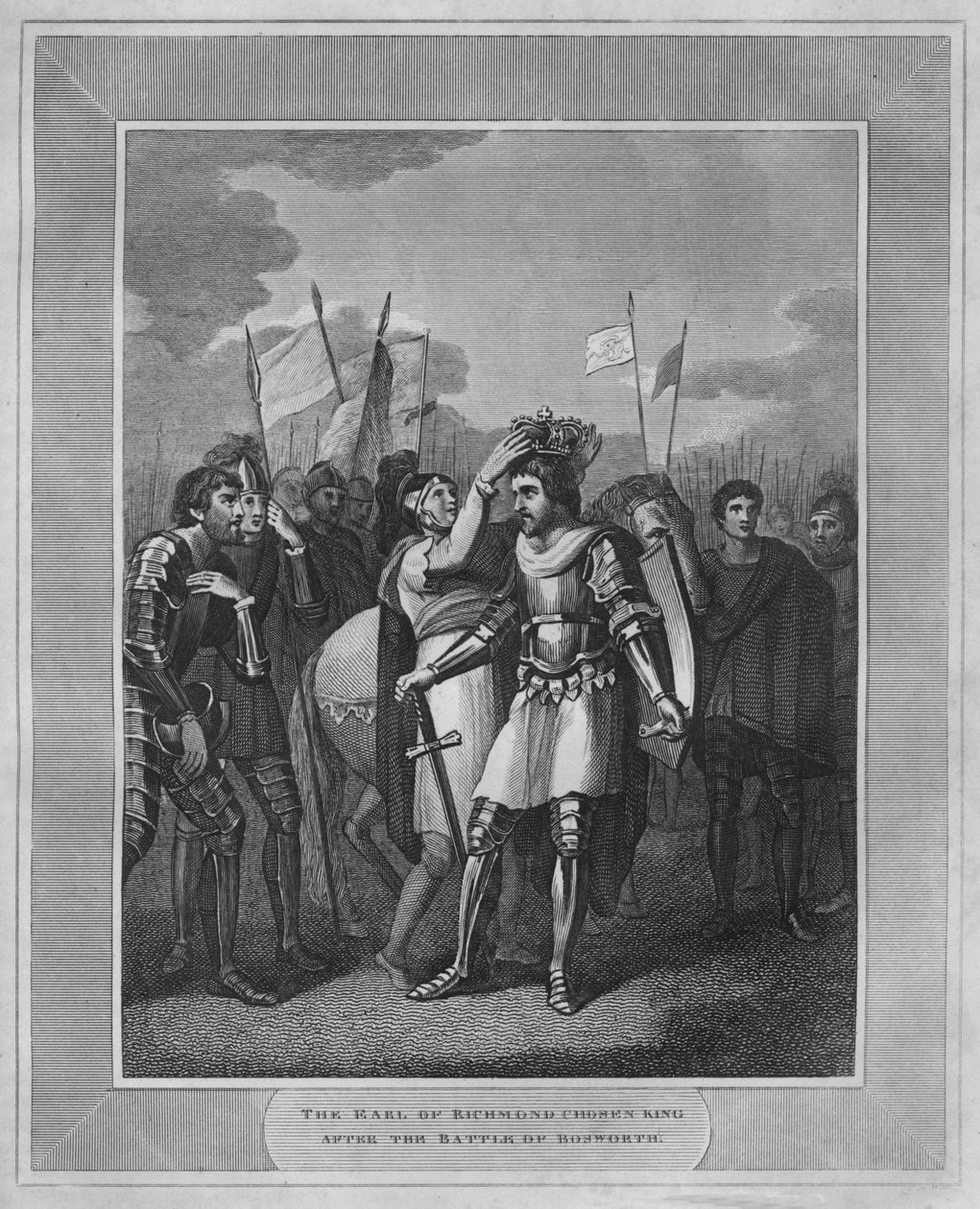 Der Earl of Richmond wird nach der Schlacht von Bosworth zum König gewählt von Unbekannt