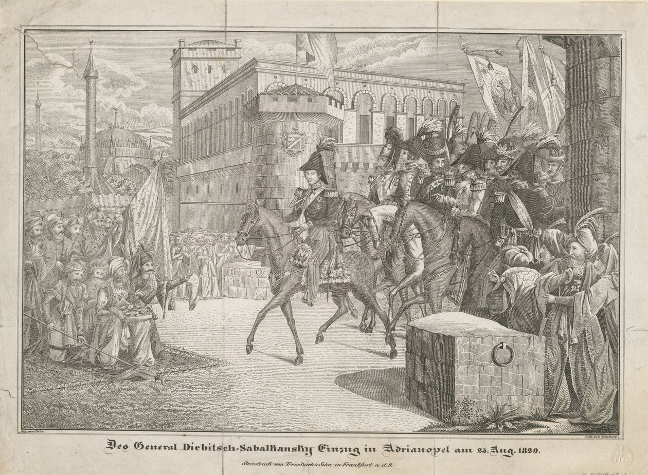 Der Einzug von Graf Ivan Ivanovich Diebitsch-Zabalkansky in Adrianopel, 1829 von Unbekannt