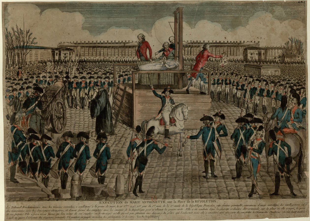 Die Hinrichtung von Marie Antoinette auf dem Place de la Révolution am 16. Oktober 1793 von Unbekannt