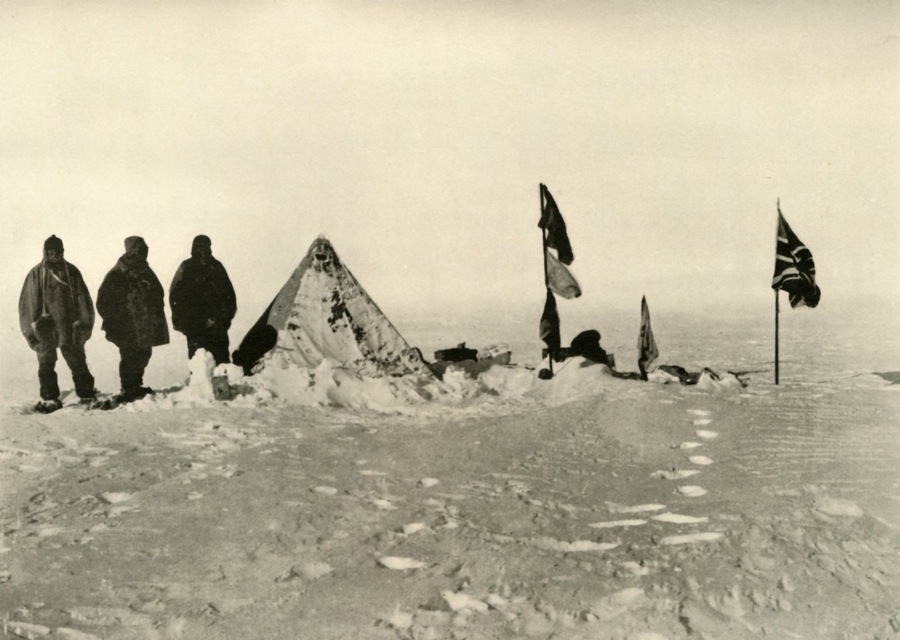 Das südlichste Lager nach sechzig Stunden Schneesturm, Februar 1909 von Unbekannt