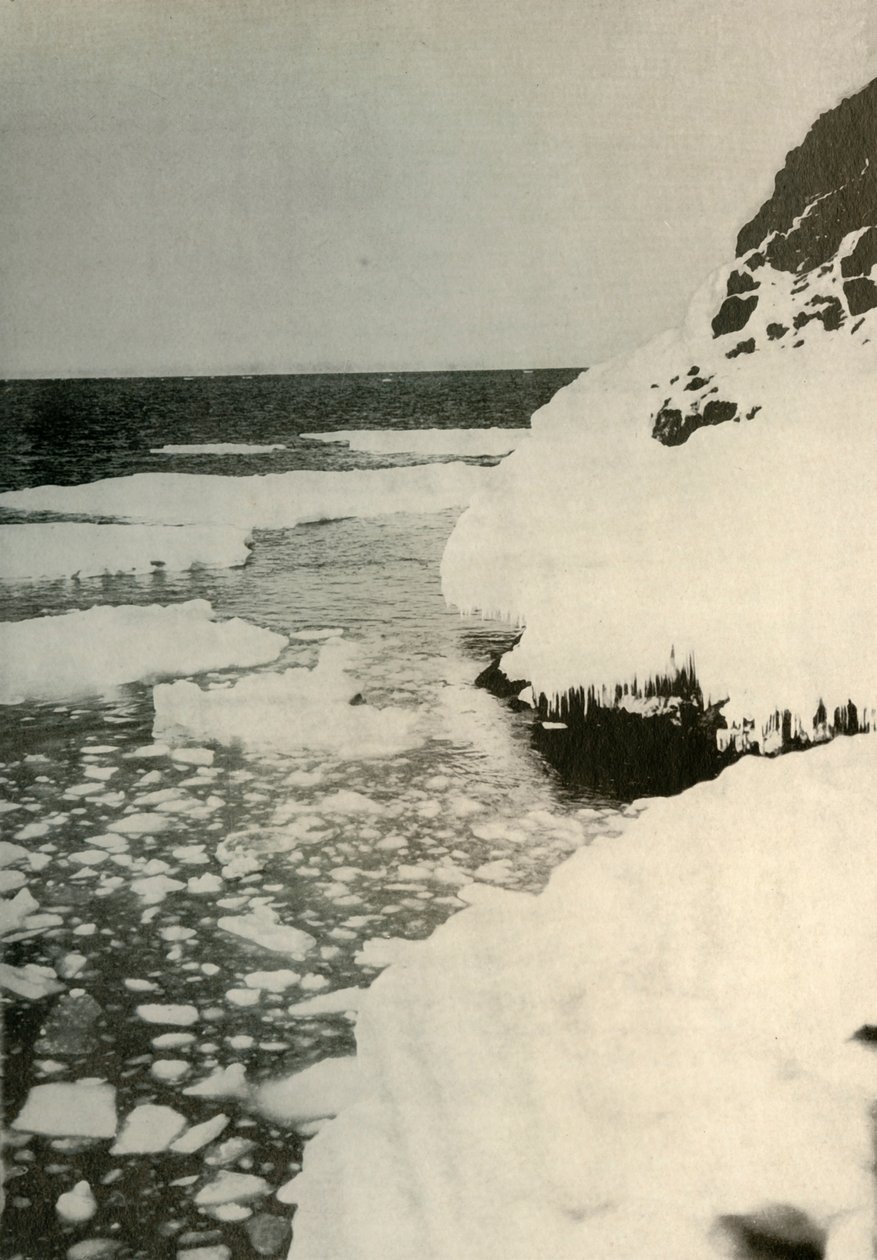 Der erste Landeplatz, zeigt Bucht-Eis, das ausbricht und nach Norden treibt, 1908, 1909 von Unbekannt