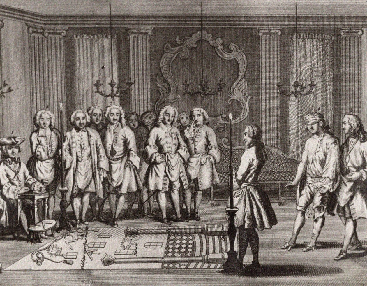 Die Einweihungszeremonie der französischen Freimaurer, 18. Jahrhundert von Unbekannt