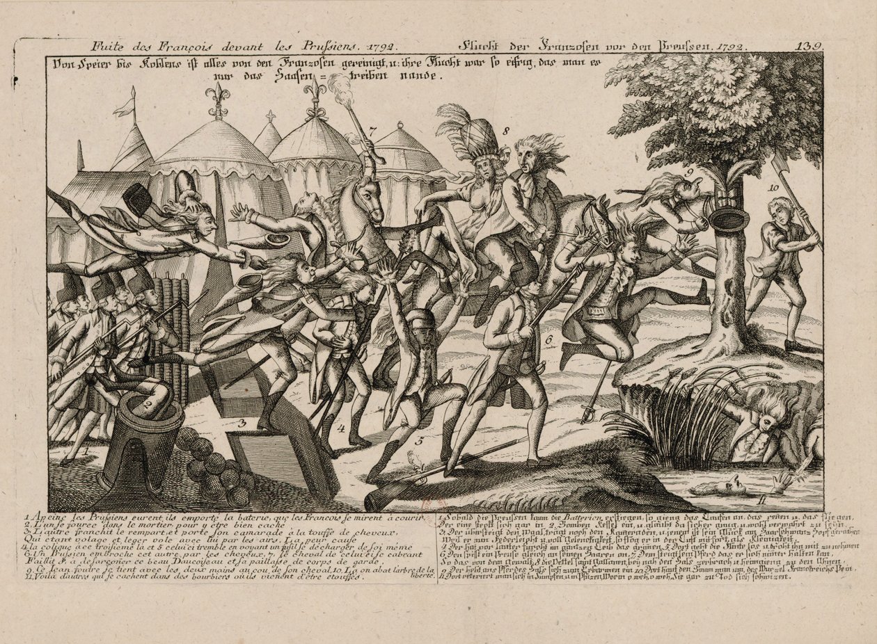 Der französische Rückzug vor den Preußen 1792 von Unbekannt