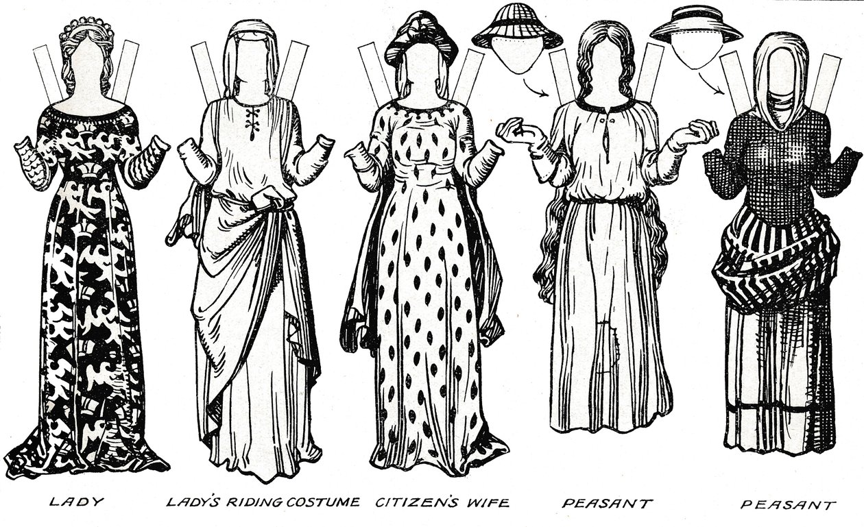 Die Galerie der britischen Kostüme: Kleid getragen in der Regierungszeit von Edward I., um 1934 von Unbekannt