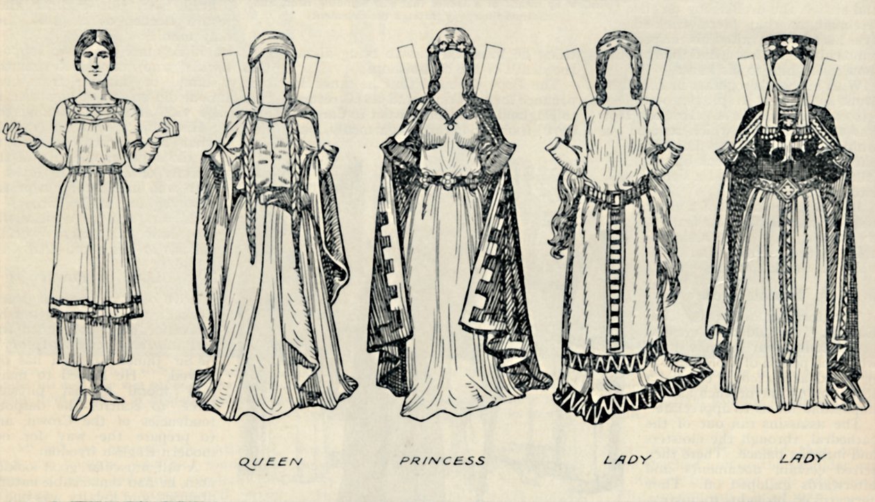 Die Galerie der britischen Kostüme: Kleidungsarten in der frühen Plantagenet-Zeit, ca. 1934 von Unbekannt