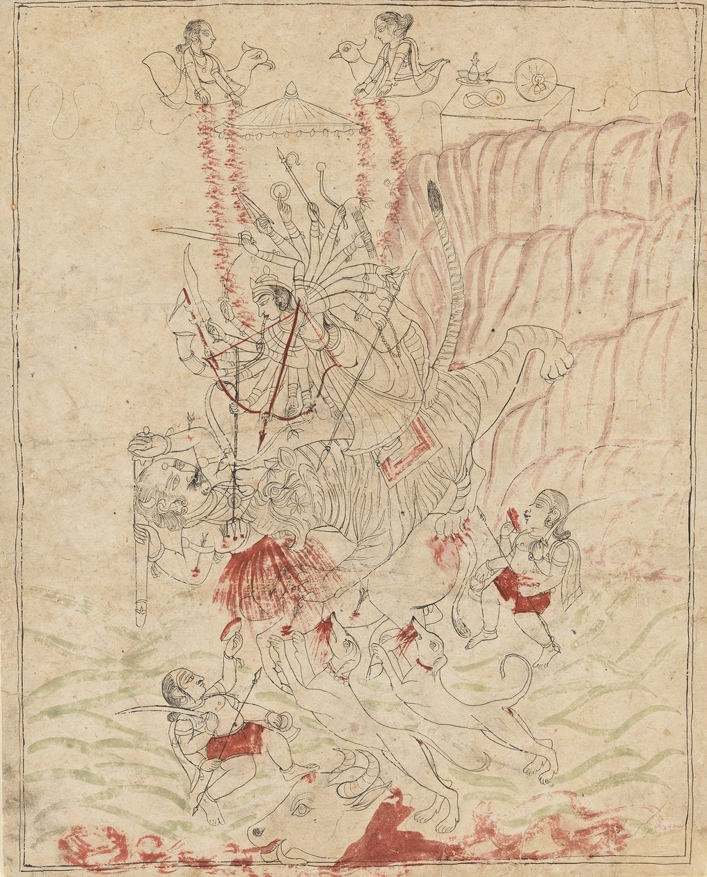 Die Göttin Durga tötet den Büffeldämon, Mahisha Mahishasura Mardini, ca. 1760 von Unbekannt