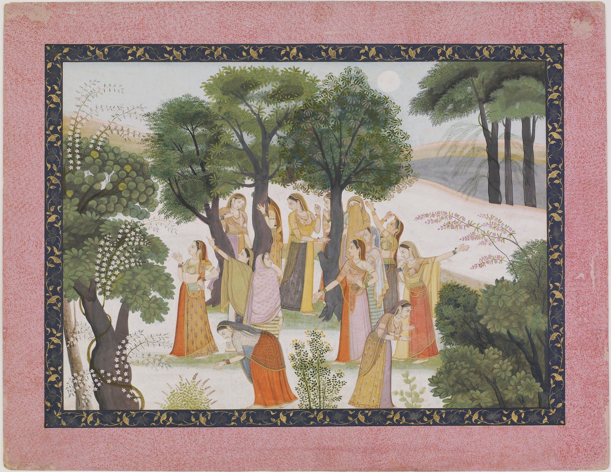 Die Gopis suchen nach Krishna aus einem Bhagavata Purana, ca. 1780 von Unbekannt