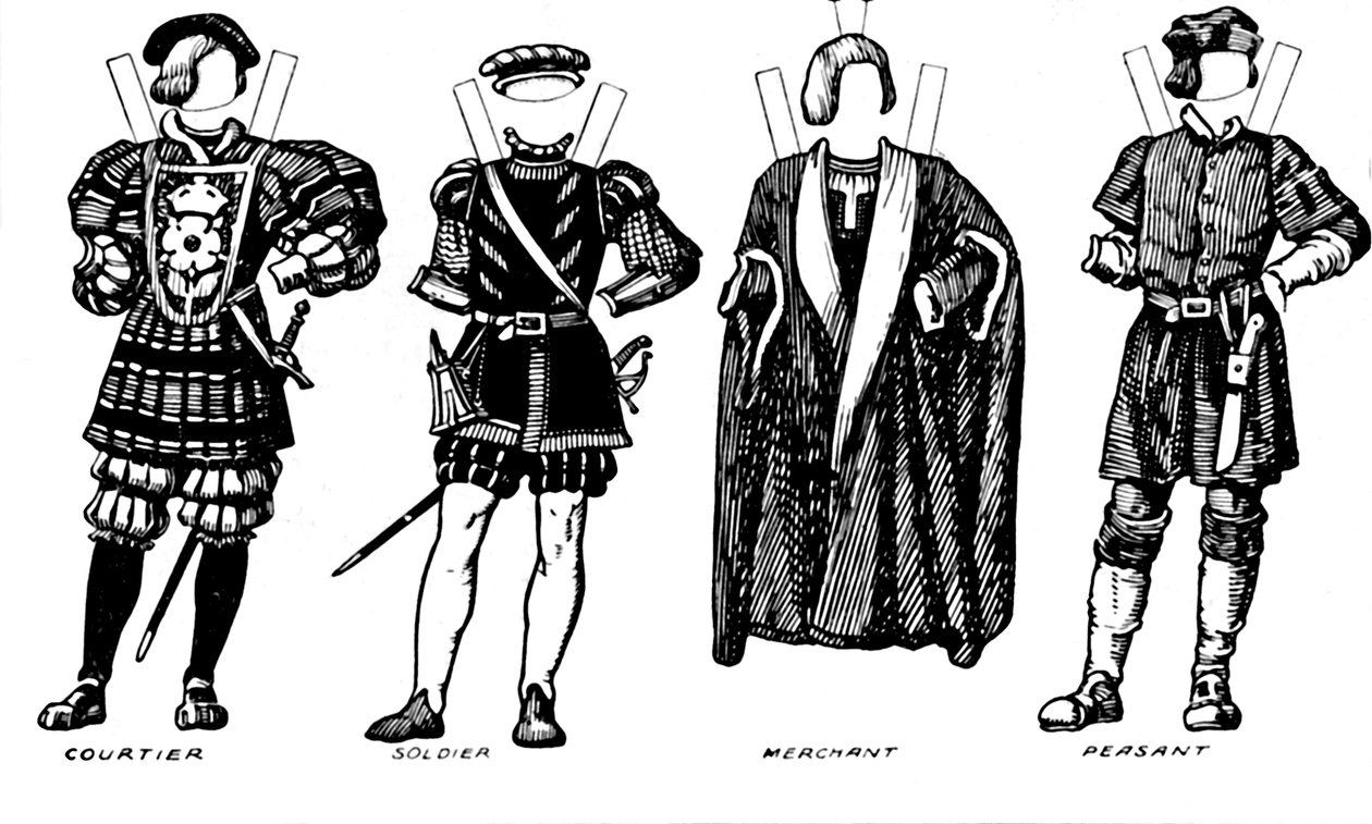 Die Große Galerie der britischen Kostüme: Kleid getragen zur Zeit von Heinrich VIII., ca. 1934 von Unbekannt