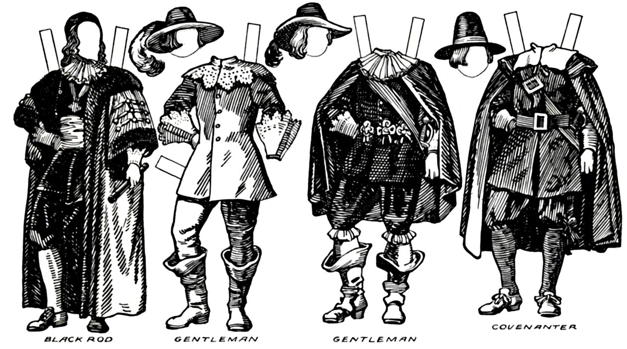 Die große Galerie der historischen Kostüme: Einige Kleider aus der Zeit von Karl I., ca. 1934 von Unbekannt