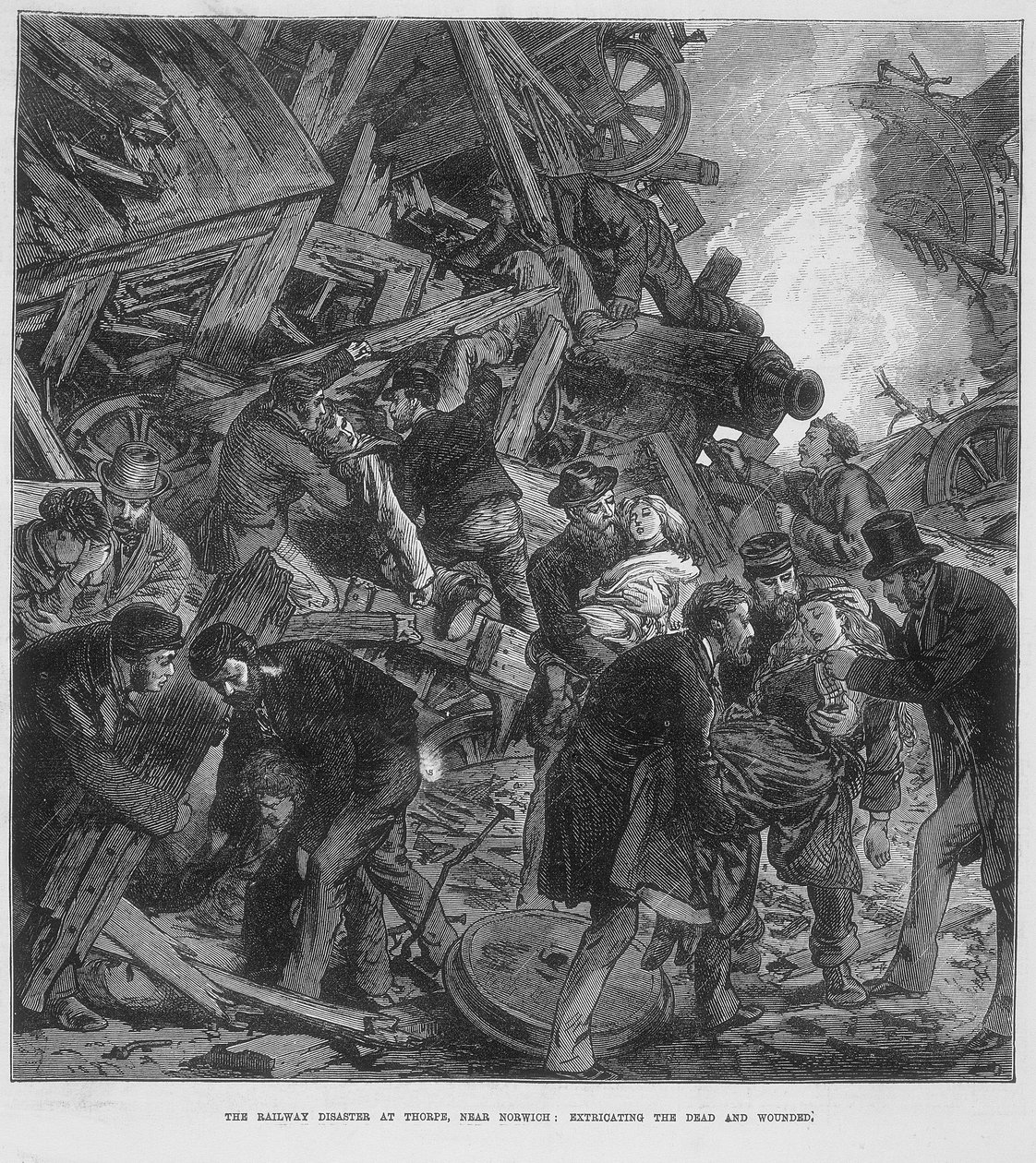 Das Unglück der Great Western Railway bei Thorpe in der Nähe von Norwich, 10. September 1874 von Unbekannt