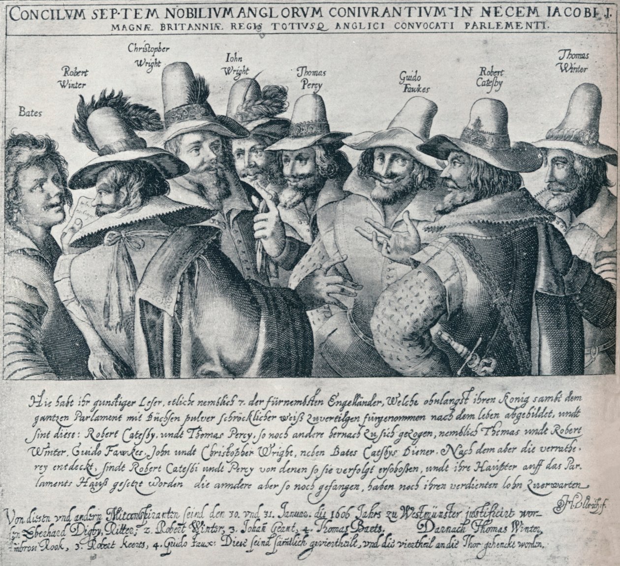 Die Verschwörer des Schießpulverkomplotts und ihr Diener Bates, 1605, 1901 von Unbekannt