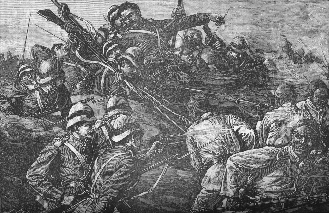 Die Highland-Brigade stürmt die Schützengräben bei Tel-El-Kebir, um 1882 von Unbekannt