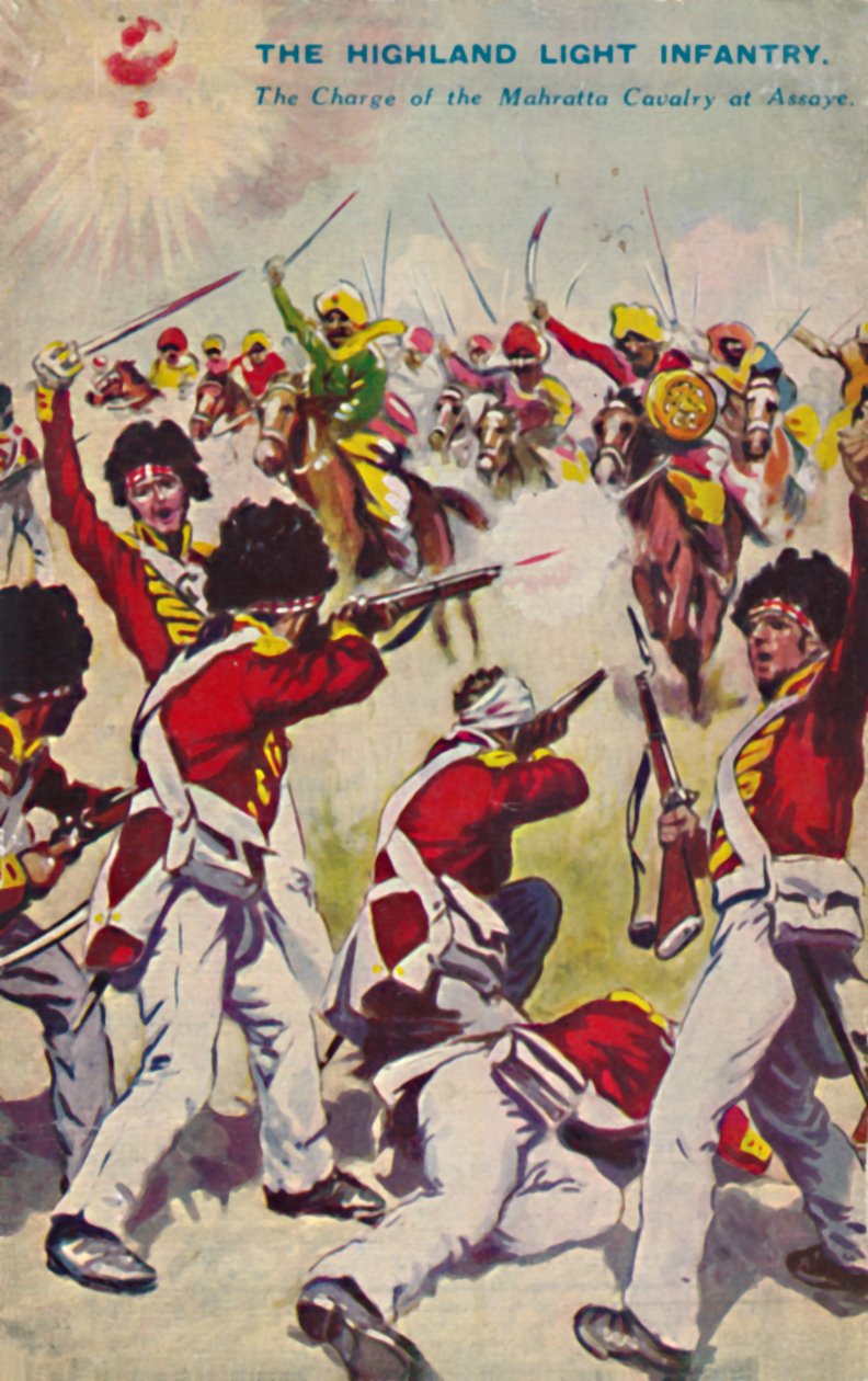 Die Highland Light Infantry. Der Angriff der Mahratta-Kavallerie bei Assaye, 1803, 1939 von Unbekannt