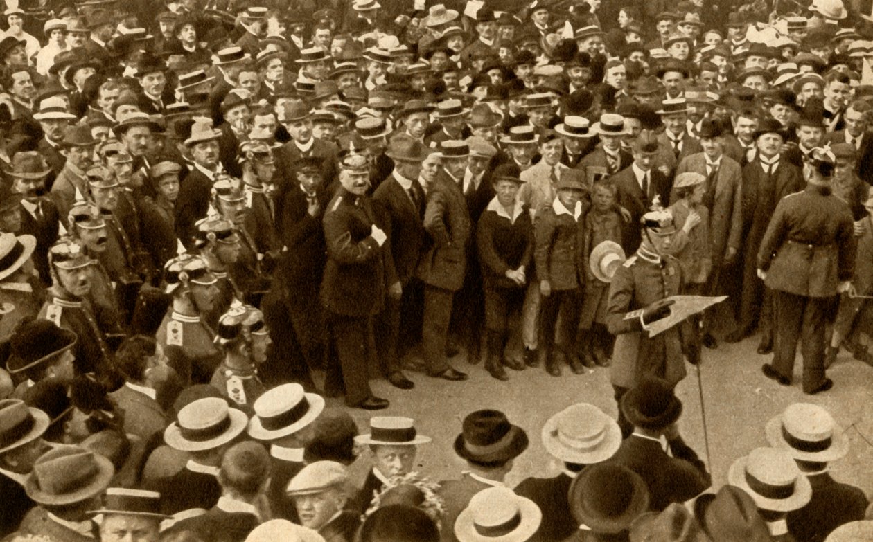 Die Kriegserklärung des Kaisers gegen Großbritannien...Berlin, Deutschland, 4. August 1914 von Unbekannt