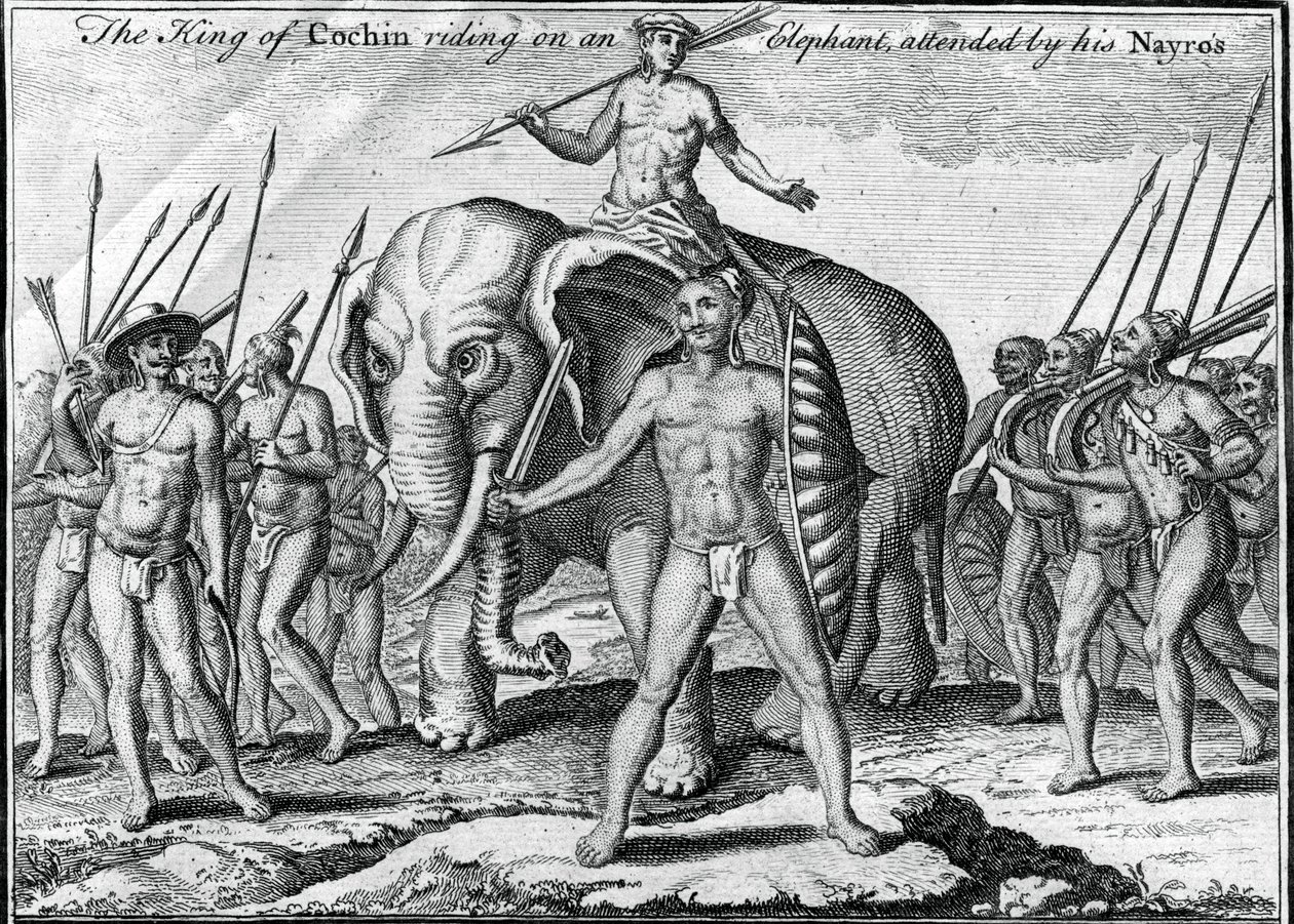 Der König von Cochin reitet auf einem Elefanten, begleitet von seinen Nayros, um 1745 von Unbekannt