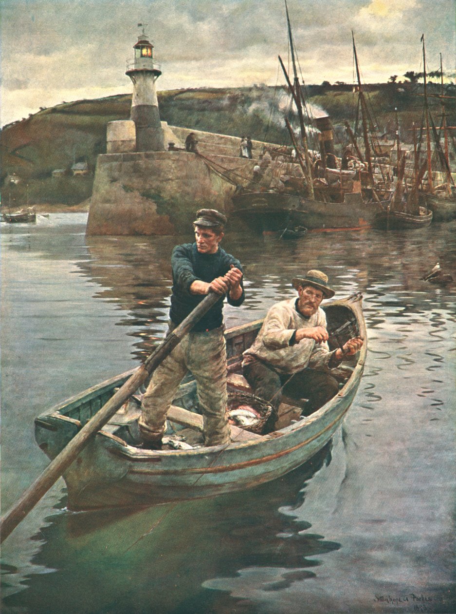 Der Leuchtturm Newlyn, Cornwall, 1893, um 1902 von Unbekannt