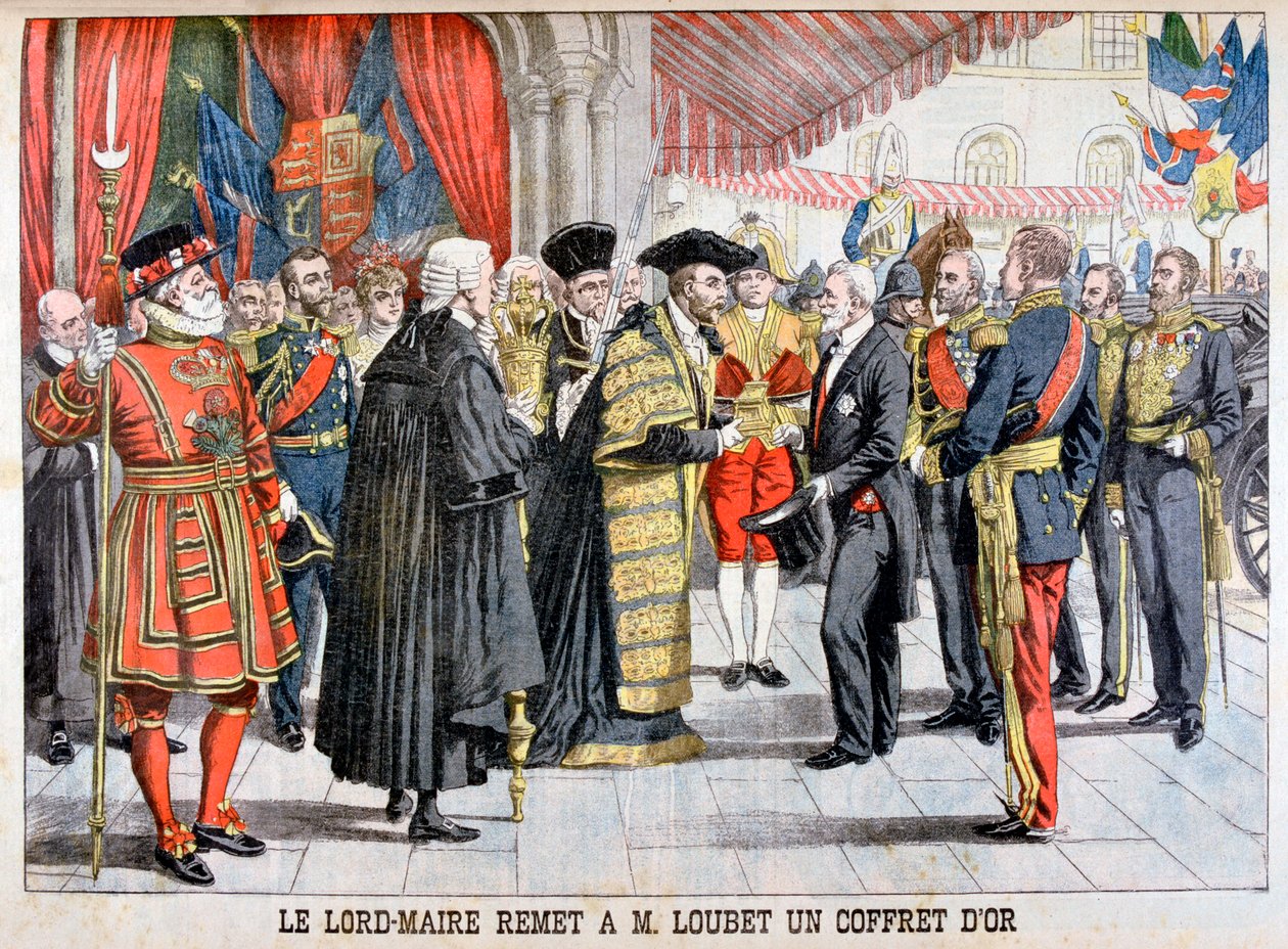 Der Bürgermeister von London überreicht Herrn Loubet eine goldene Schachtel, 1903 von Unbekannt