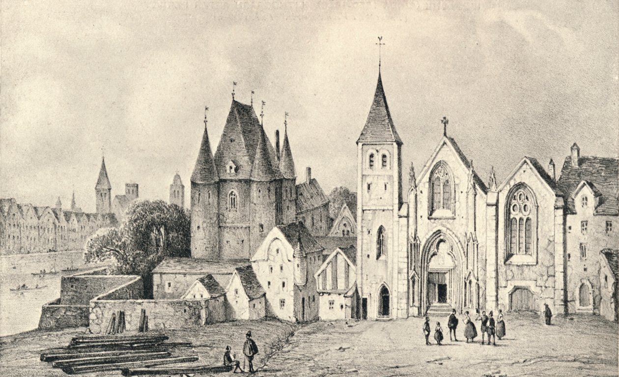 Das Maison du Lieutenant und die Kirche St. Landry im Jahr 1540, 1915 von Unbekannt