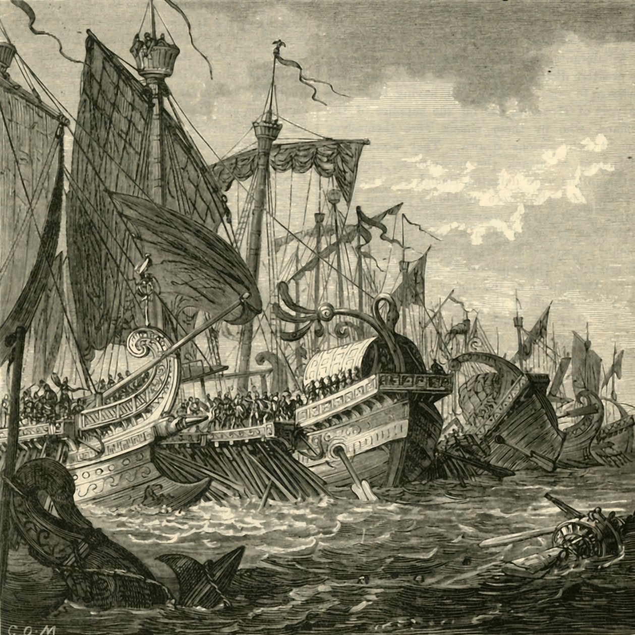 Die Seeschlacht vor Kap Pelorus, 1890 von Unbekannt