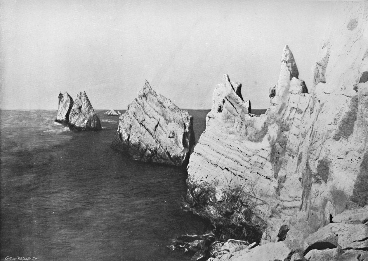 Die Nadeln - Gesamtansicht, zeigt den Leuchtturm, 1895 von Unbekannt