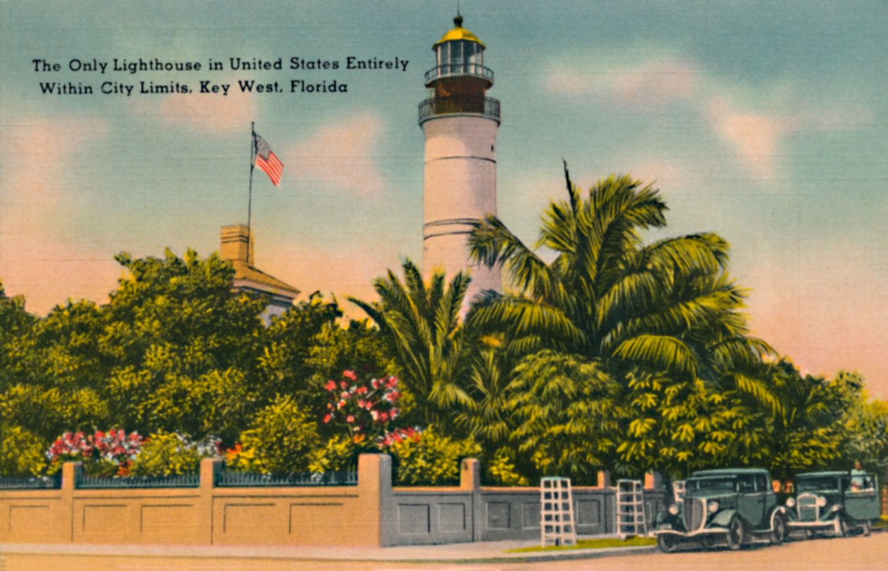 Der einzige Leuchtturm in den USA, der vollständig innerhalb der Stadtgrenzen liegt, Key West, Florida von Unbekannt