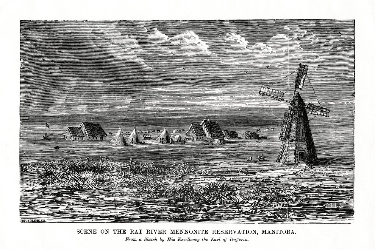 Die Rat River Mennoniten-Reservation, Manitoba, Kanada, spätes 19. Jahrhundert von Unbekannt