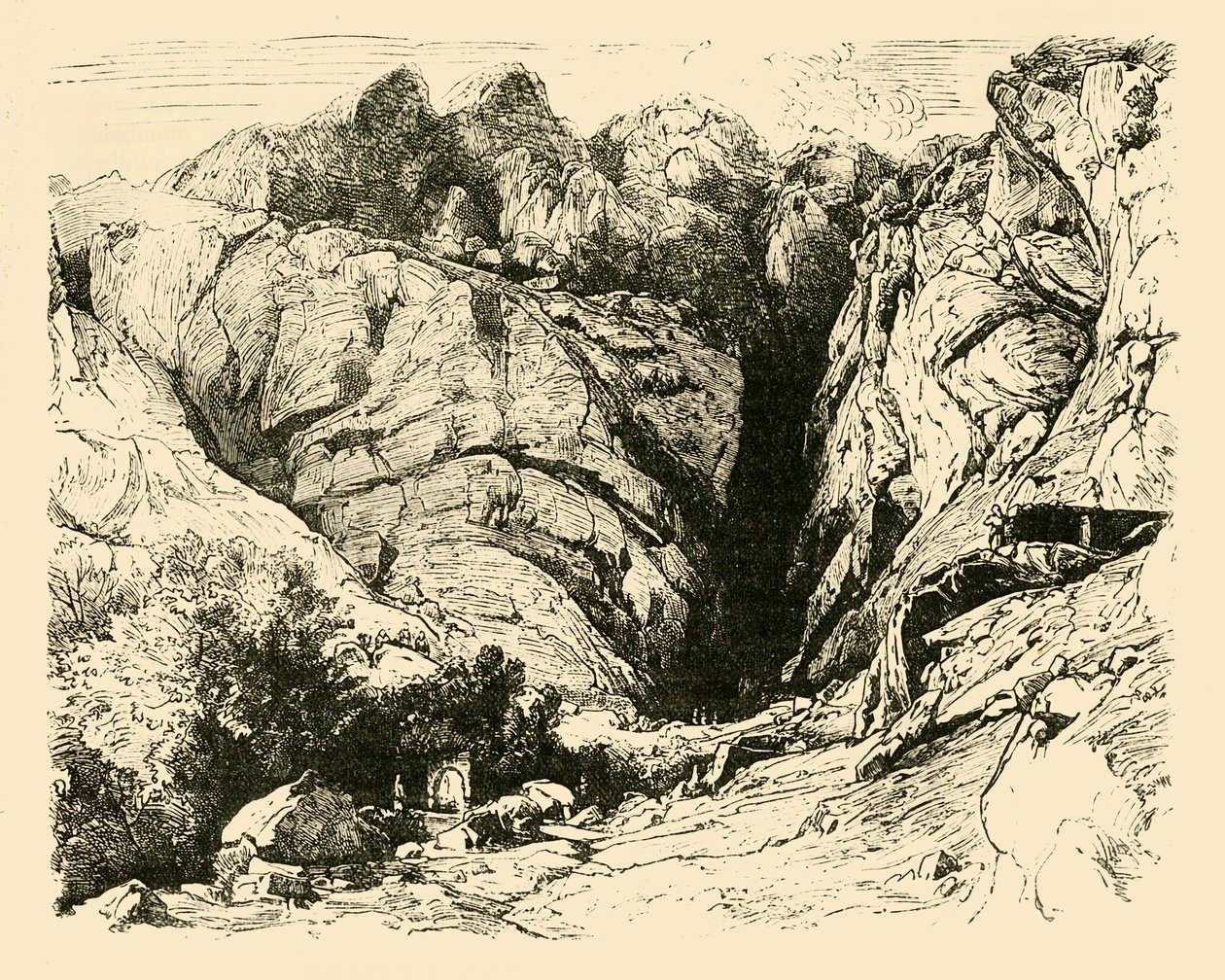 Die Schlucht bei Delphi, Szene der Abwehr der Gallier, 1890 von Unbekannt