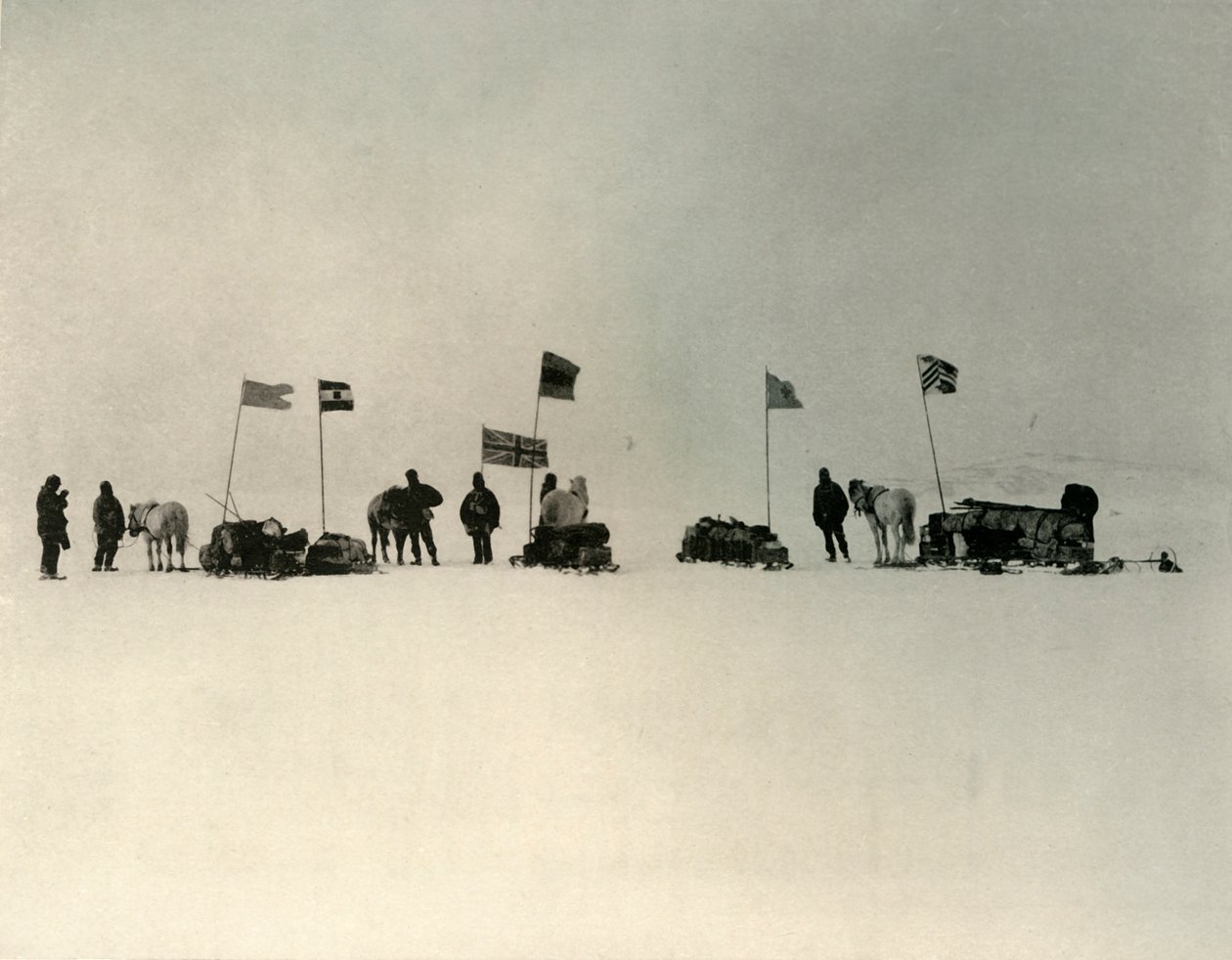 Der Start vom Eisrand südlich von Hut Point, um 1908, 1909 von Unbekannt