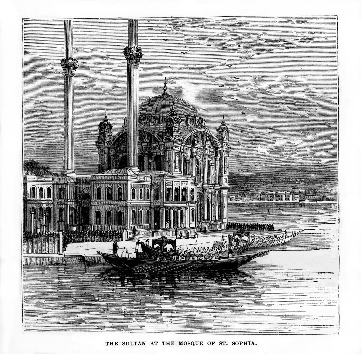 Der Sultan in der Moschee von St. Sophia, Konstantinopel, Türkei, 19. Jahrhundert von Unbekannt