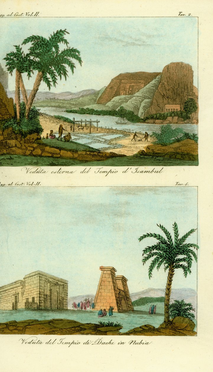 Der Tempel von Ramses II in Abu Simbel (Isambul), Nubien, und der Tempel des Thoth in Dakka, Nubien von Unbekannt