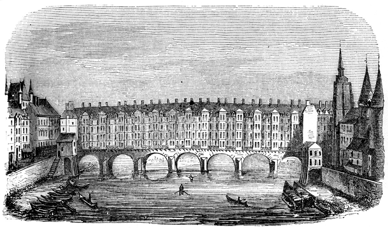 Die alte Pont aux Changers, Paris, Frankreich, 16. Jahrhundert von Unbekannt