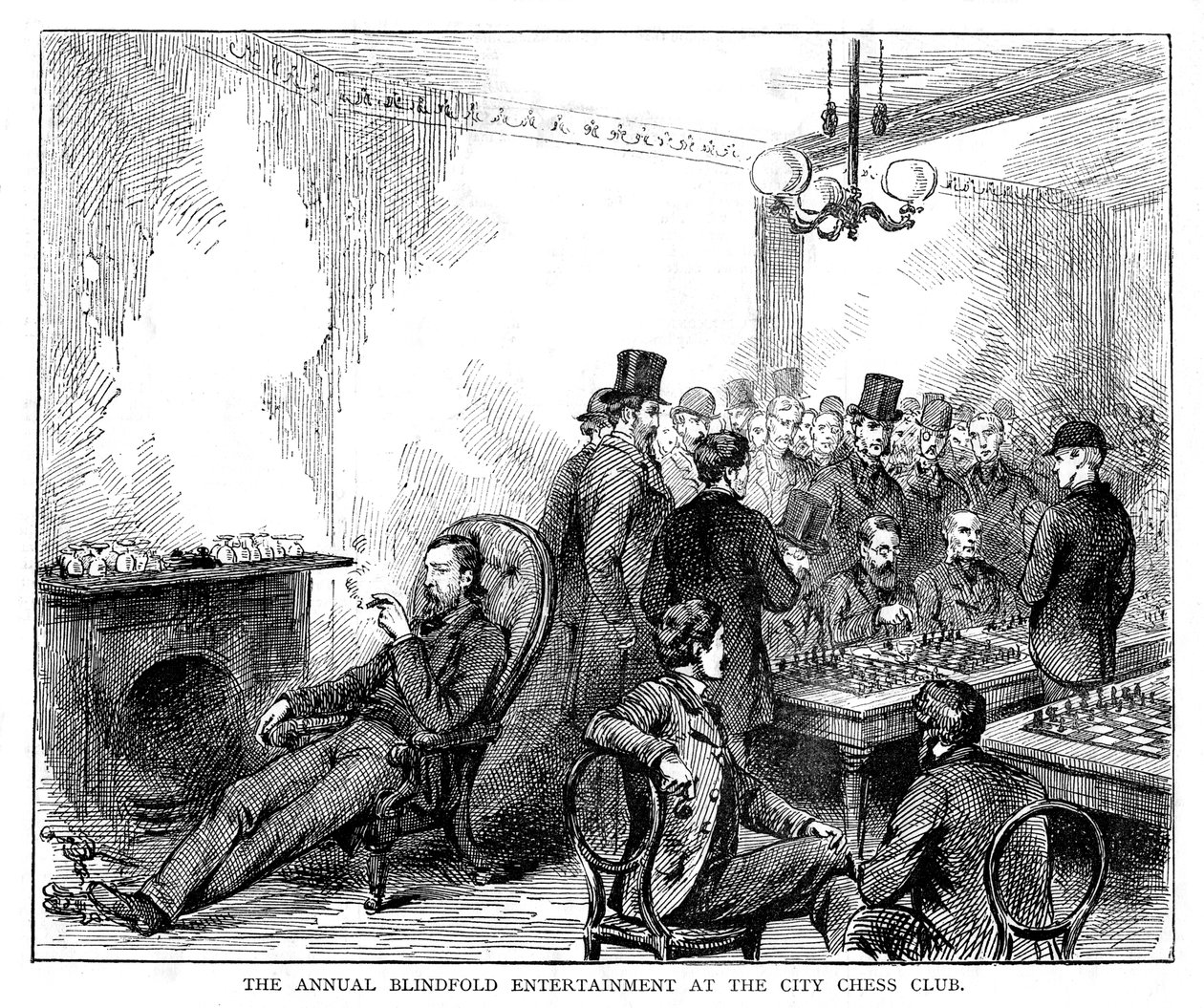 Die jährliche Blindfold-Unterhaltung im städtischen Schachclub, 1876 von Unbekannt
