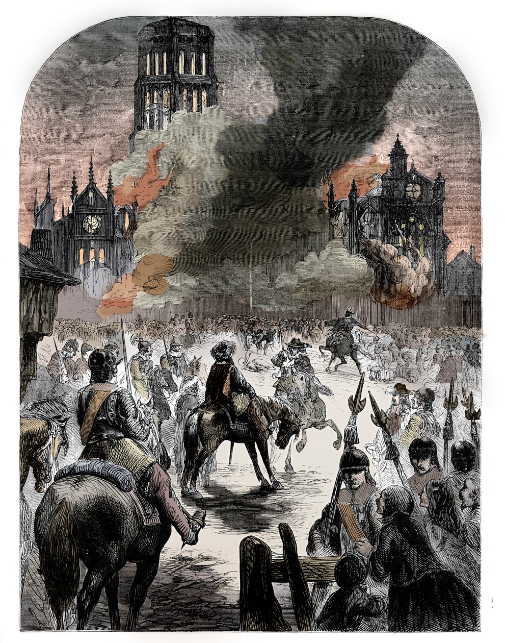Der Brand der St. Pauls Kathedrale während des Großen Brandes von London, um 1902 von Unbekannt