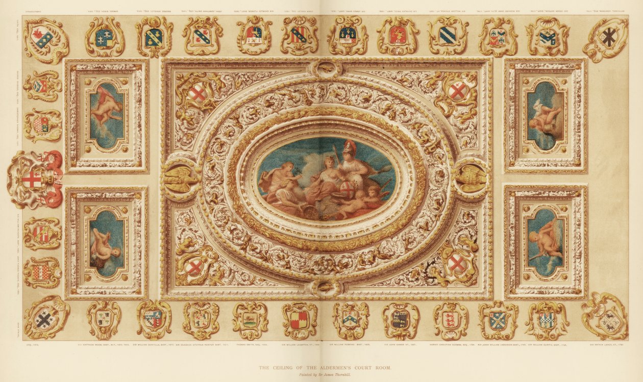 Die Decke des Aldermens Court Room, Guildhall, City of London, 18. Jahrhundert, 1886 von Unbekannt