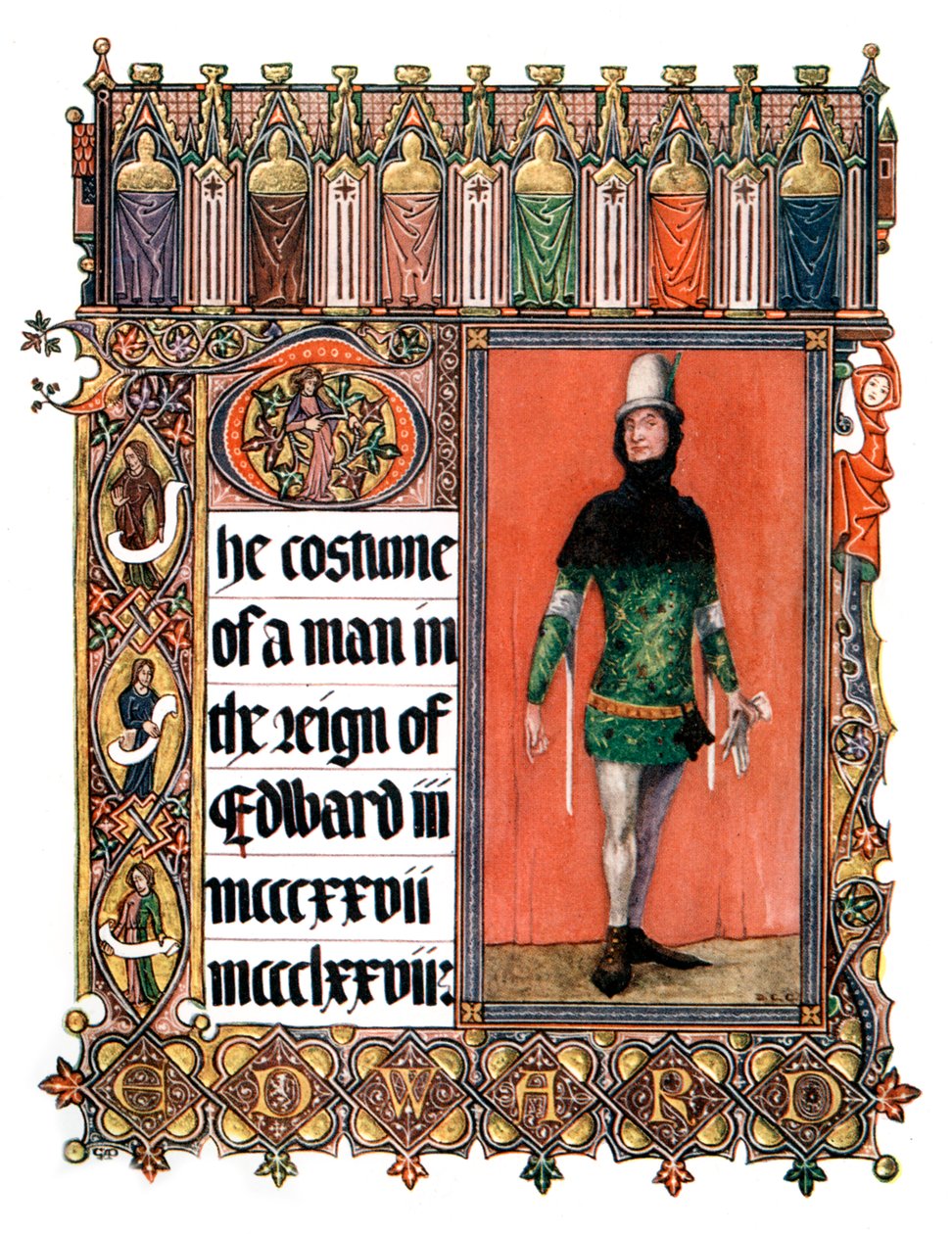 Das Kostüm eines Mannes in der Regierungszeit von Edward III, 1909 von Unbekannt