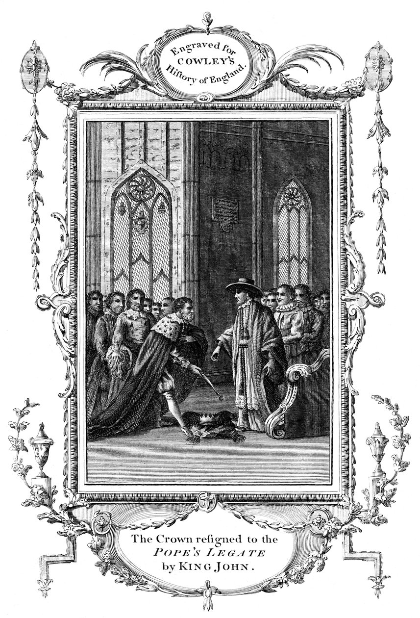 Die Krone an den päpstlichen Legaten von König John 1167-1216 übergeben, 1213 von Unbekannt