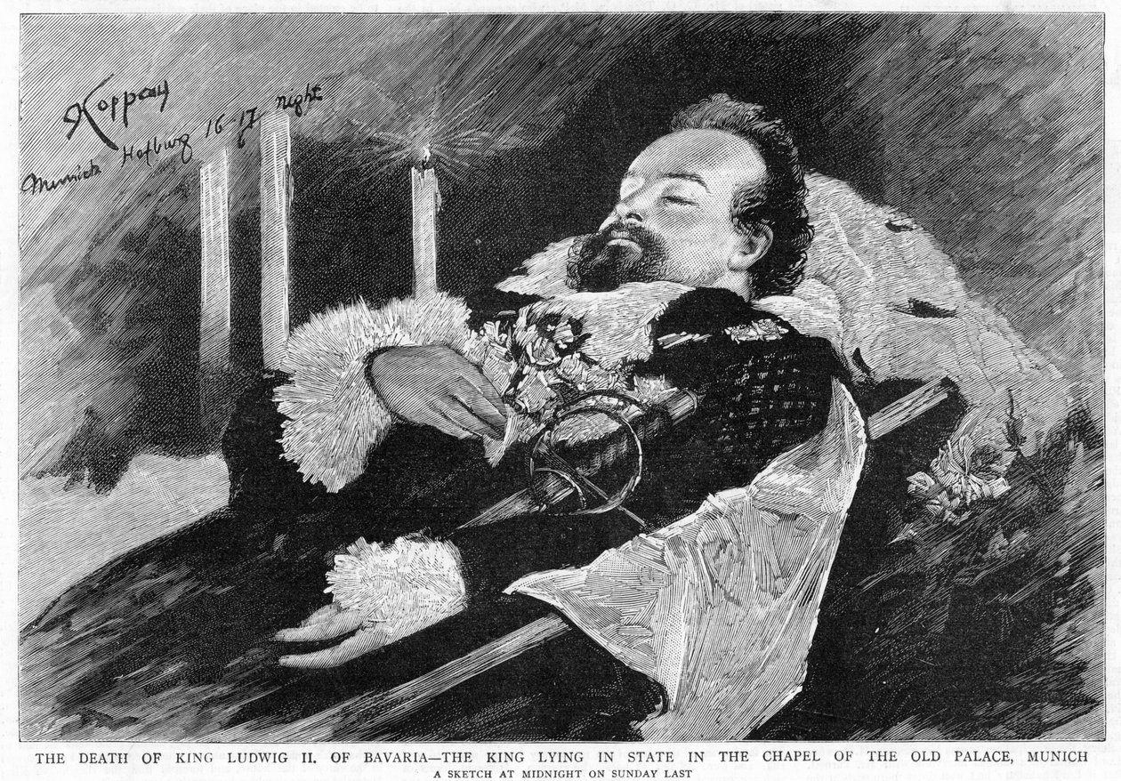 Der Tod von König Ludwig II. von Bayern 1845-1886, 1886 von Unbekannt