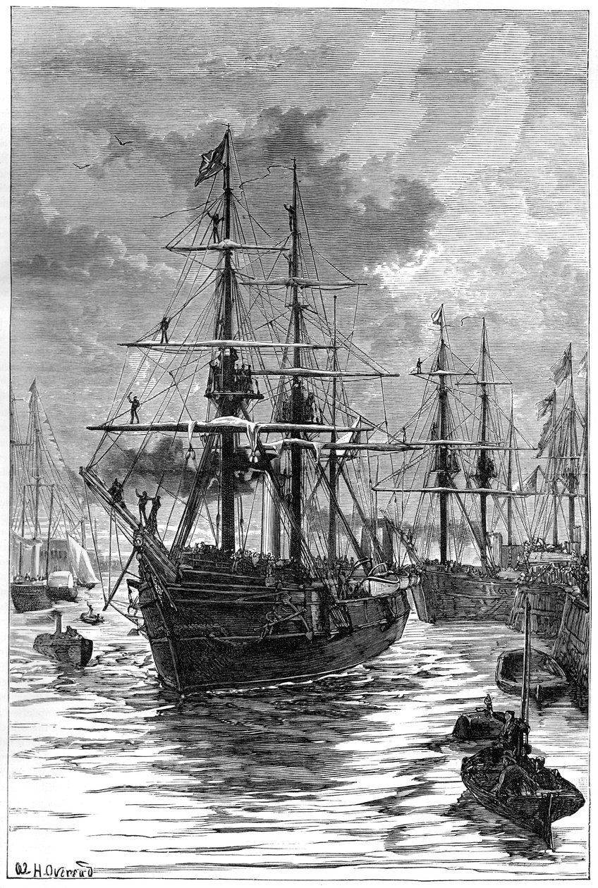 Die Abfahrt von Albert und Discovery von Portsmouth, 19. Jahrhundert von Unbekannt