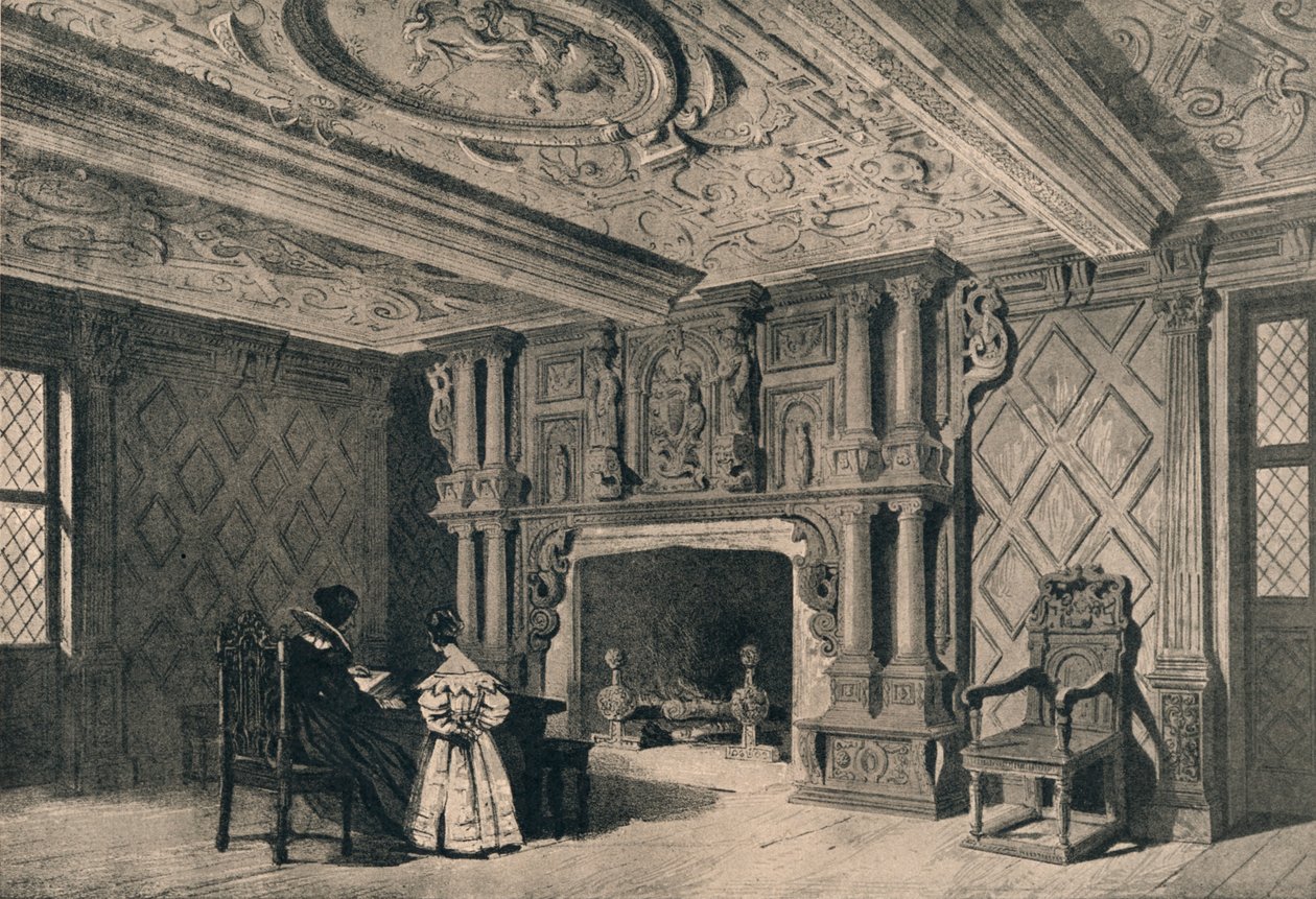 Das Wohnzimmer, Park Hall, Shropshire, 1915 von Unbekannt