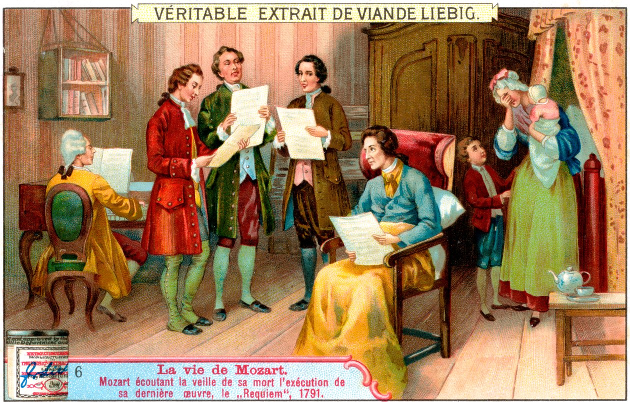 Der sterbende Mozart hört die Aufführung seines Requiems, 1791 von Unbekannt
