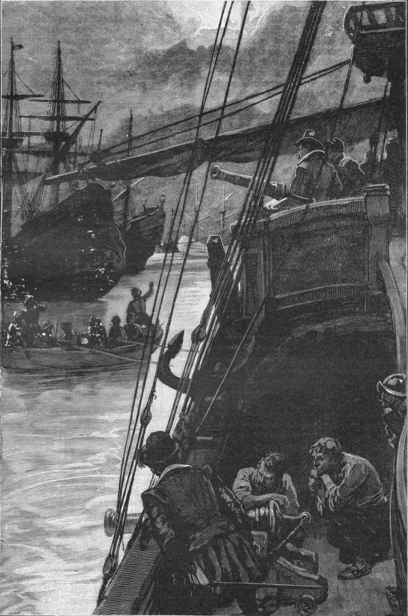 Das erste englische Schiff im Pazifik: Sir Francis Drakes Golden Hind in Lima, 1579, 1908 von Unbekannt