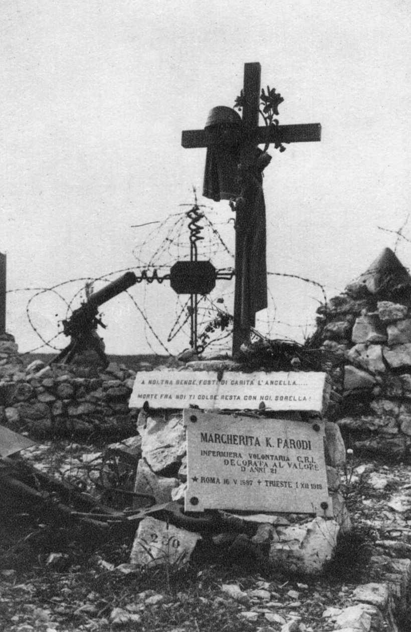 Das Grab einer italienischen Rotkreuz-Krankenschwester, ca. 1918 von Unbekannt