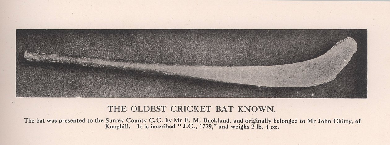 Der älteste bekannte Cricket-Schläger, 1912 von Unbekannt