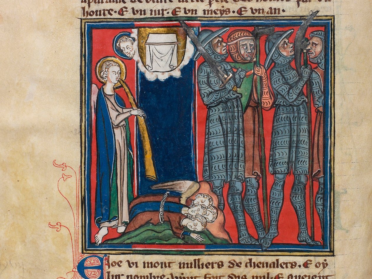 Der sechste Engel blies seine Trompete... Miniatur aus: Apokalypse des heiligen Johannes, ca. 1320 von Unbekannt