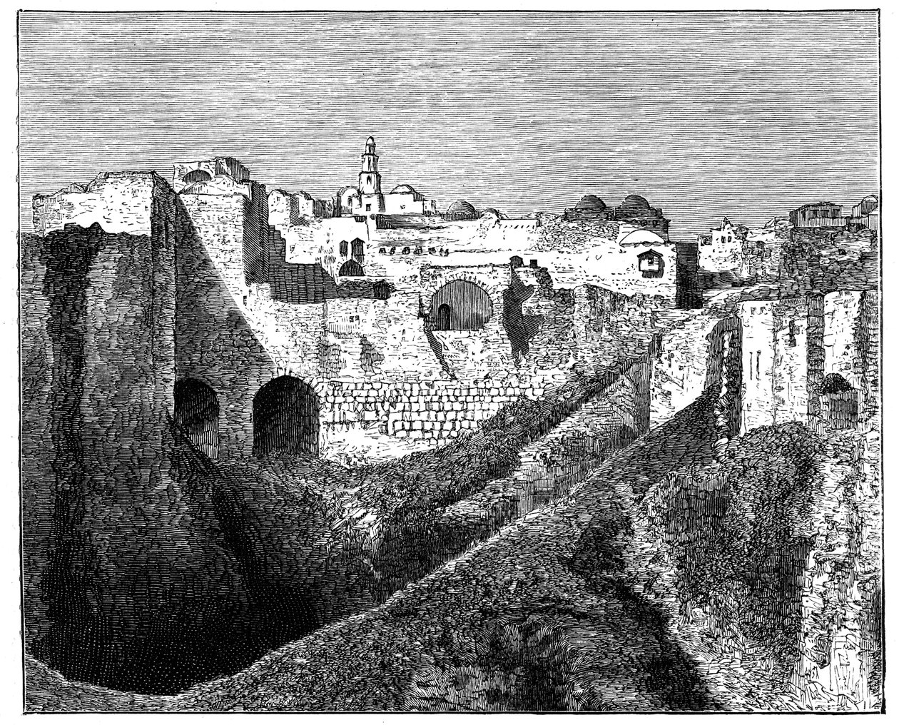 Die südlichen Festungsmauern von Jerusalem, um 1890 von Unbekannt