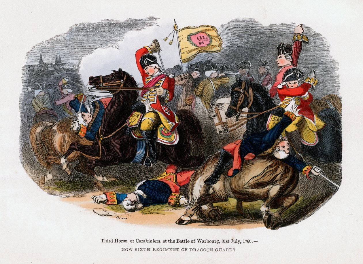 Dritte Kavallerie oder Karabiniers in der Schlacht bei Warburg, 31. Juli 1760 von Unbekannt